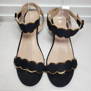 M&L Black Open Toe Ankle Wrap Heels Sz 11